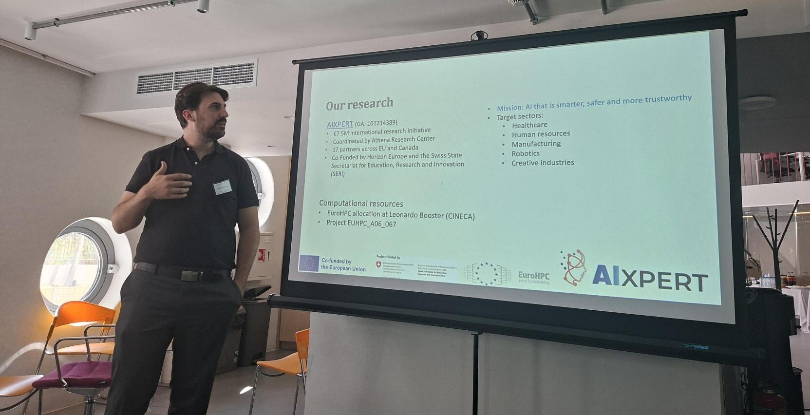 George Paraskevopoulos from Athena Research Center presenting AIXPERT at ATRIUM Summer School 2026